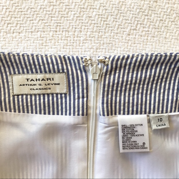 Tahari Seersucker Pencil Skirt - Blue/white sz 10 - Picture 4 of 8